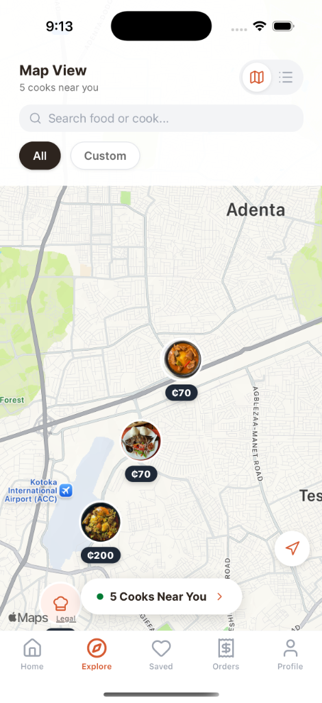 Map View of Nearby Cooks